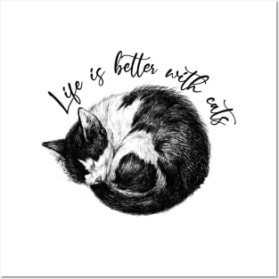 Life is better with cats Posters and Art